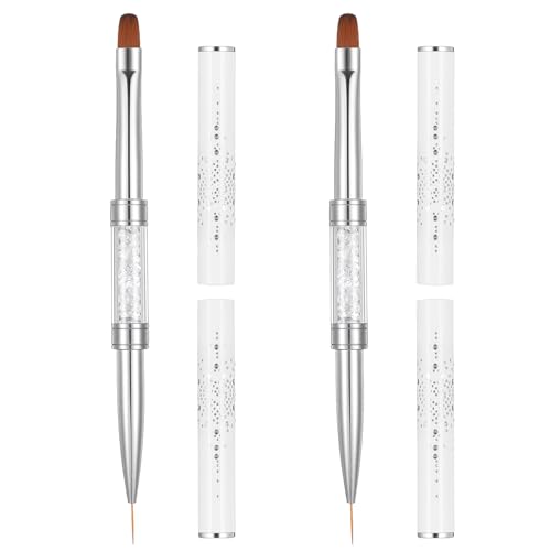 Wanmu 2Pcs Double-Ended Hard Gel Nail Brush & Liner Art Tool