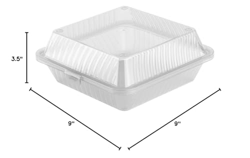 GET EC-10-1-CL Single Entree Take-Out Food Container, 9"x 9", Clear (Set of 12)