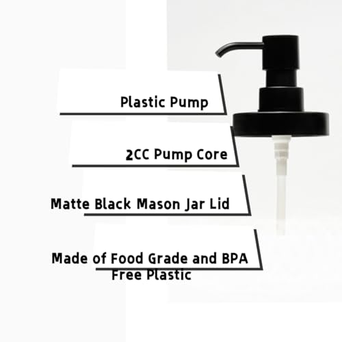 Suanti Mason Jar Soap Dispenser Lids & Pump Set - Black003, 2 Pack