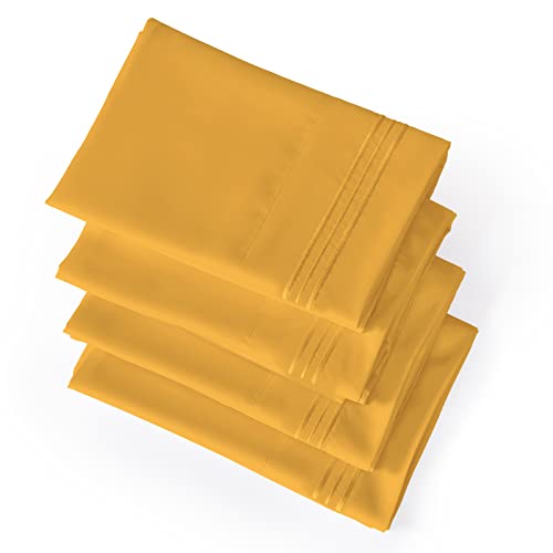 YIYEA California King Pillow Cases Set of 4 - Ultra Soft Microfiber, 20x40, Yellow