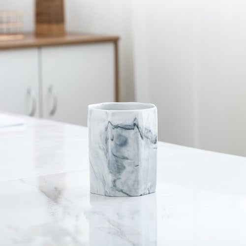RabyLeo Nordic Marble Ceramic Cup - 10 oz Octagonal Design