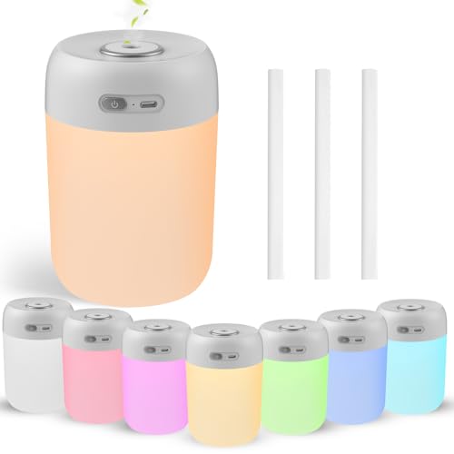 BAMCOO 650ml Indoor Plant Humidifier - Portable USB Mini Mist with LED Light, Light Grey