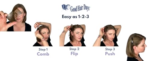Good Hair Days Anti-Slip Side Combs 2-Pack, 2.87 Inch Curved Tortoise Hair Combs for Secure Everyday Hold