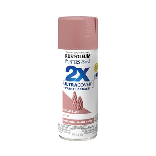 Rust-Oleum Painter's Touch 2X Ultra Cover Spray Paint, Satin Vintage Blush, 12 oz