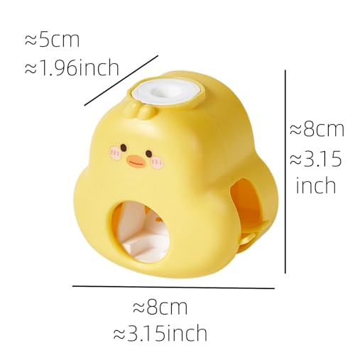 Auto Squeeze Duck Toothbrush Holder & Toothpaste Dispenser Wall Mount