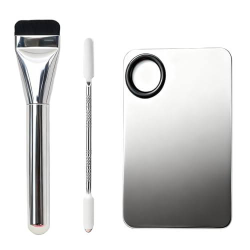 TIKIYOUN Stainless Steel Makeup Palette and Spatula Set for Foundation Mixing