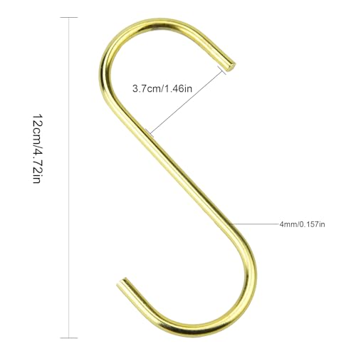 10-Pack Gold S Hooks, 4.7-Inch Heavy Duty Stainless Steel Utility Hooks