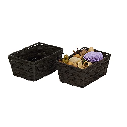 Household Essentials Wicker Storage Baskets, Set of 4, Handwoven Accent Baskets, Braided Water Hyacinth, Large, Medium and Small, Storage, Stylish and Versatile, Brown