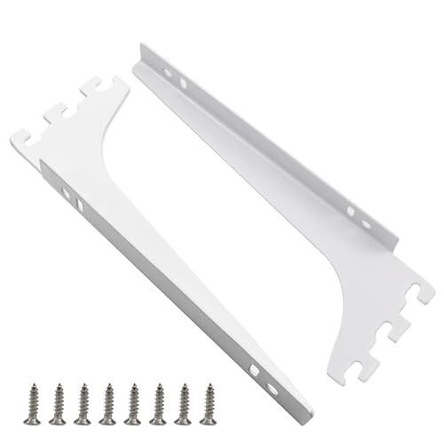 7.6 Inch White Single Track System Shelf Bracket - 2 Pcs