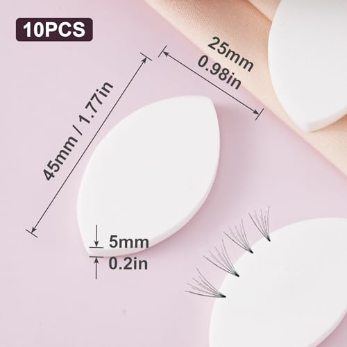 Isslly 10 Pcs White Lash Extension Practice Sponge, Eye Shaped Mapping Pads
