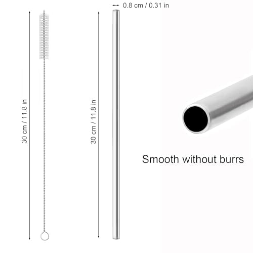 Reusable Stainless Steel Straws Set of 4 with Cleaning Brushes