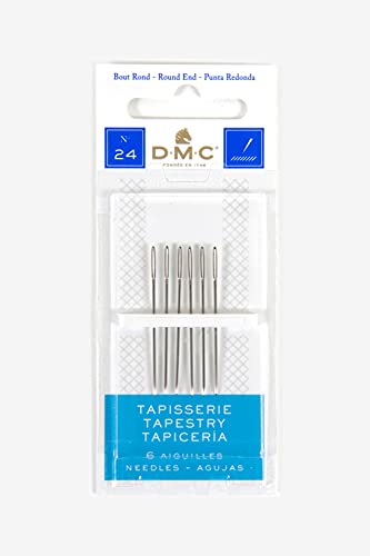 DMC 1767-24 Tapestry Hand Needles Size 24 - Pack of 6, Nickel Plated Steel