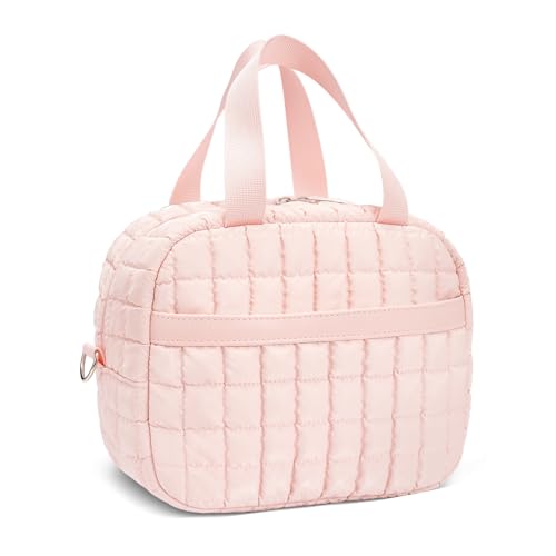 Honitty Quilted Puffer Lunch Bag, Insulated Lunch Box for Women, Gloss Pink M