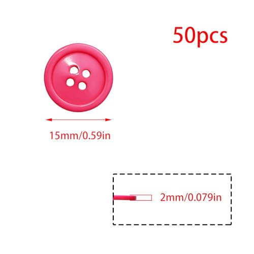Lilaly 50 PCS 5/8" Rose Red Resin Sewing Buttons - 4 Holes