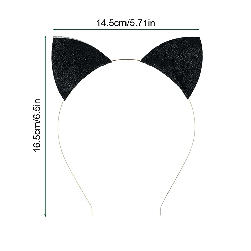 WLLHYF Glitter Cat Ears Headband 2 Pcs Black Sequins Hair Hoop