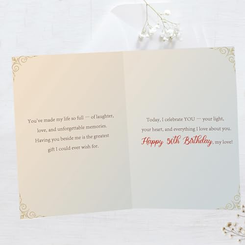 50th Birthday Card - Romantic Greeting Card for Husband, Wife or Couple
