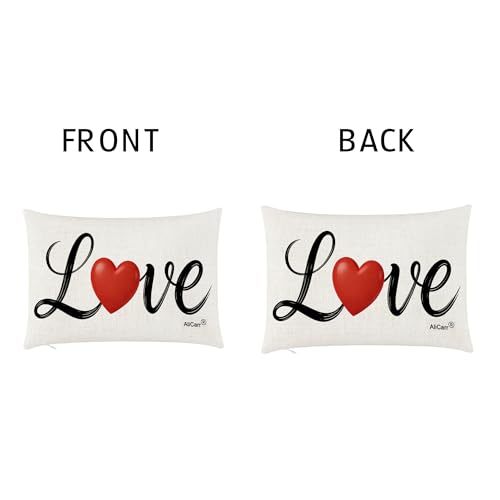 Love Hearts Throw Pillow Cover 12x20 Inches - 3love Design
