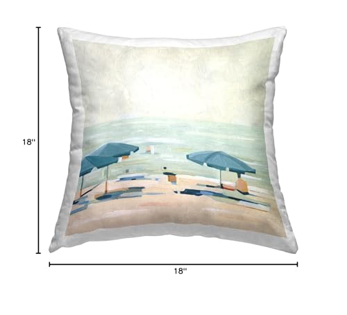 Stupell Industries Coastal Summer Beach Shore Scenery Design by Emma Scarvey Throw Pillow, 18 x 18, Blue
