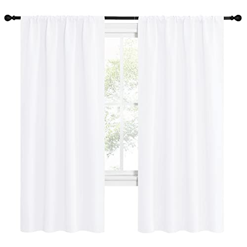 NICETOWN 42x72 White Blackout Curtains - 2 Panel Light Blocking Drapes for Bedroom & Kitchen, Rod Pocket Design (Variation: Pure White, Pack of 2)