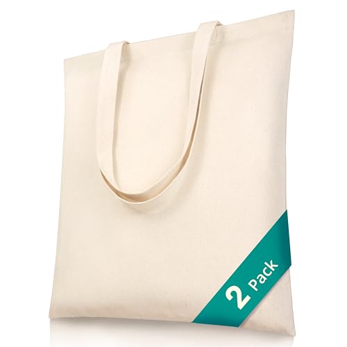 Phicorn Natural Canvas Tote Bag 15x16 in, 8 oz Reusable Shopping Bag - Variation 2