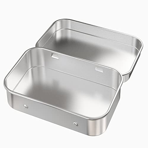 Hinged Tin Storage Containers - 2 Pack, 4.5x3.3 Inch Metal Tins