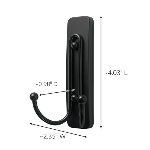 Command Large Adhesive Wall Hook - Matte Black, Damage-Free Hanging, 4 lb Capacity