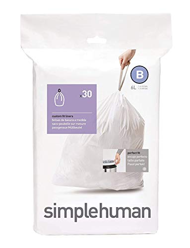 Simplehuman 6L Trash Can Liners - Pack of 30 Custom Fit Bags