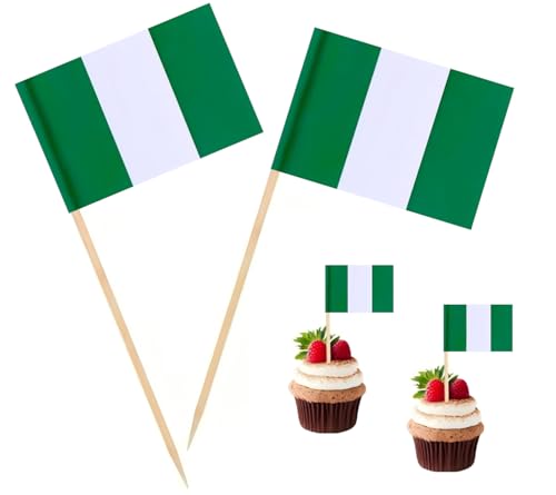 100 Pack Nigeria Flag Toothpick Flags for Party Decoration