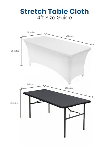 Utopia Kitchen 4FT Spandex Tablecloth - White Stretch Cover (2 Pack)