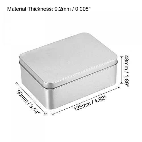 uxcell Rectangular Tin Box 4.92" x 3.54" x 1.89" for Storage & Organization