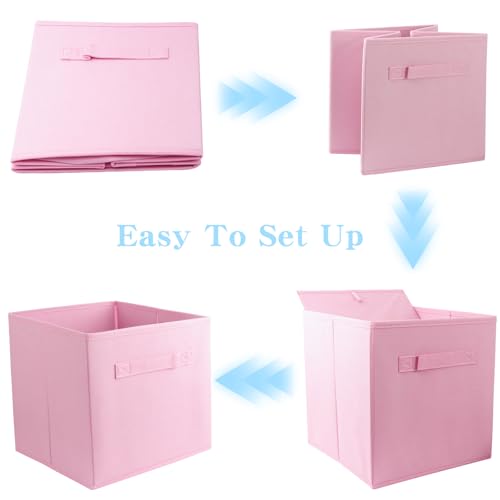Gwaxise 10.5" Collapsible Storage Cubes - Pink Fabric Bins (2-Pack)