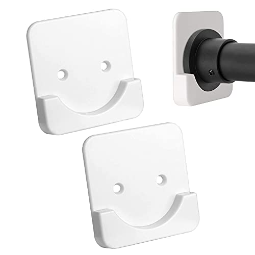 Asoleo Shower Curtain Rod Holder - Wall Mount Support Base, White