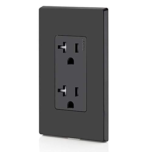 Leviton 20 Amp Tamper-Resistant Duplex Wall Outlet, Black