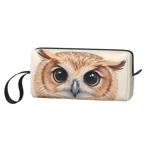Small Owl Makeup Bag - Cute Travel Cosmetic Pouch in Durable Oxford Fabric