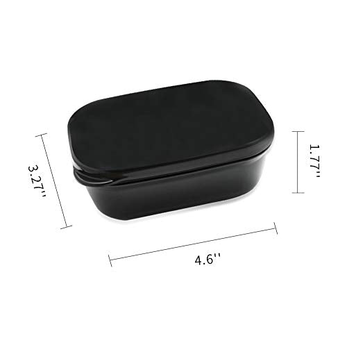 TANCANO Portable Soap Dish Holder with Drainage Rack - 2 Pack, Black