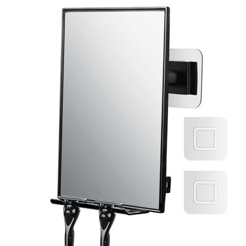 LFOYOU Shower Mirror with Squeegee & Razor Holder - 360° Adjustable
