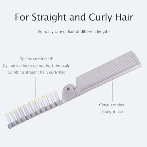 Kootinn 2 Piece Folding Hair Brush Set, Portable Travel Comb