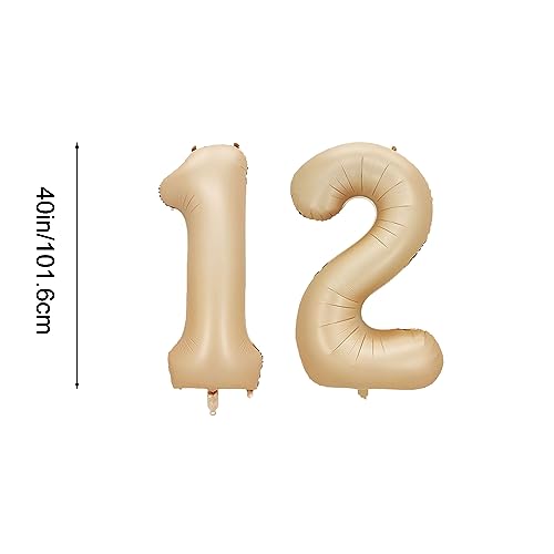 40 Inch Number 12 Foil Balloon Caramel for Birthday Party Anniversary