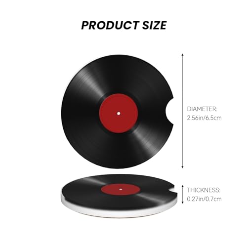 Absorbent Car Coasters with Cork Base - 2 Pack Red Vinyl Design