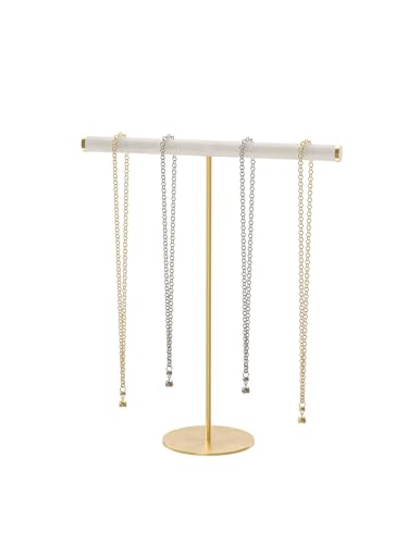 Gold Velvet T-Bar Necklace Organizer Stand for Jewelry Display