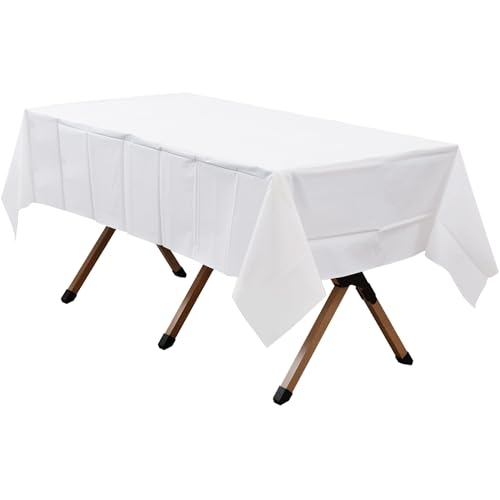 Premium White Plastic Tablecloth - 54 x 108 inches, 2 Pack