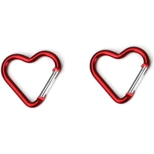 2Pcs Red Heart Shape Carabiners Keychain Clips Snap Hook Key Ring for Camping Backpack Water Bottle, Aluminum Alloy Accessory and Keychain Carabiners Accessories Outdoor Recreation Gift