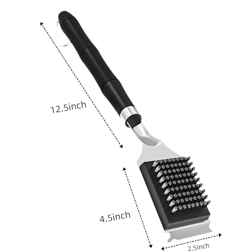 PHYUKEY Grill Brush with Scraper - 13-Inch Heat-Insulated BBQ Cleaning Tool