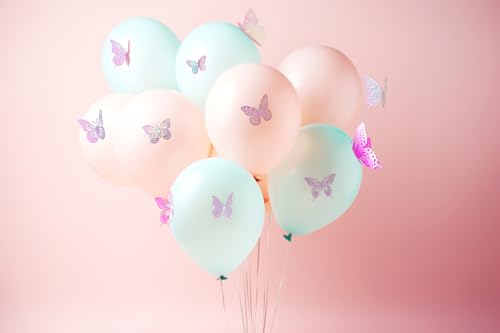 3D Metallic Butterfly Wall Stickers Pink Party Decor 48 Pcs