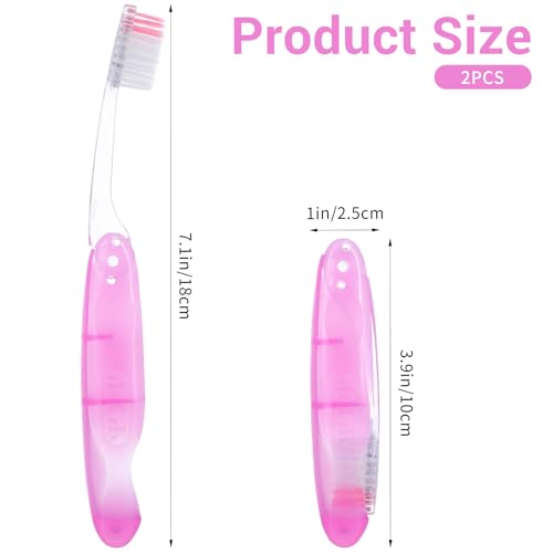 Portable Folding Toothbrush 2 Pack Soft Bristled Travel Kit