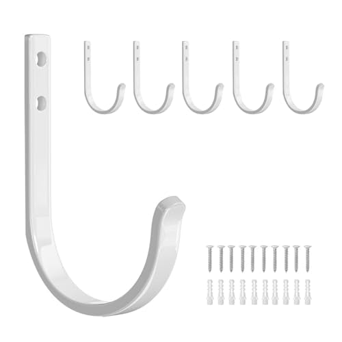5-Pack Metal Wall Hooks Heavy Duty 22lb Capacity for Coat Towel Bag