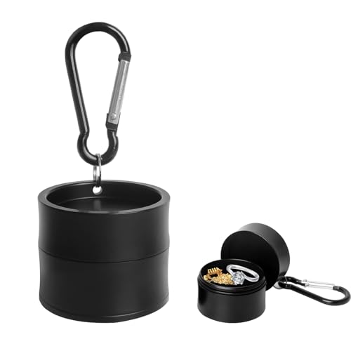 KONIDUN Mini Travel Jewelry Keychain Case - 1-Tier Black Ring Holder