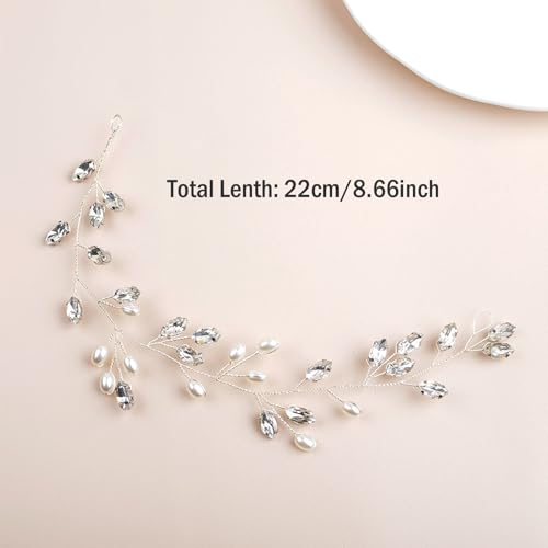 Pearl Wedding Hair Vine Bridal Rhinestone Hair Piece for Women