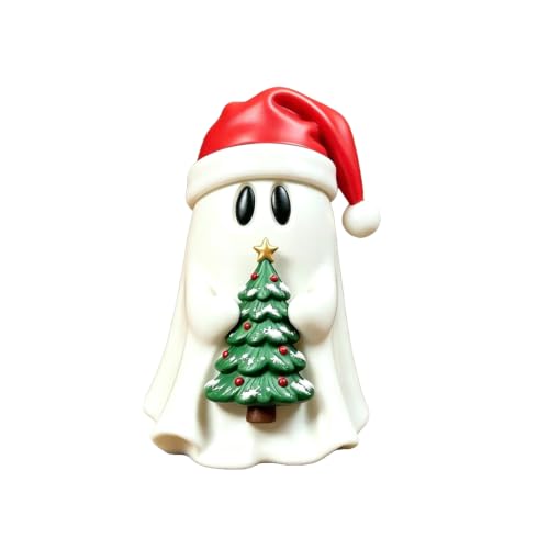 Christmas Ghost Figurine with Santa Hat and Xmas Tree - Style23