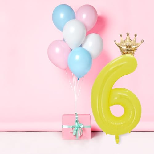 40 Inch Yellow Number 5 Crown Balloon Set for 5th Birthday Party